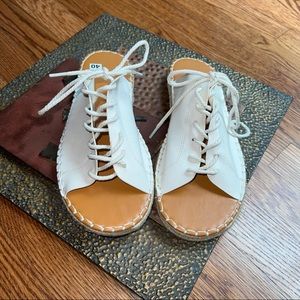 Vegan Leather Tie Up Espadrille Sandals White Sz 9 - NWT (Brand New)